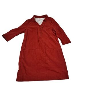 Odille Red Corduroy 3/4 Sleeve Dress
